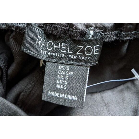 Rachel Zoe Pants Black Wide Leg Crop Elastic Back High Rise Size Small - Picture 9 of 9